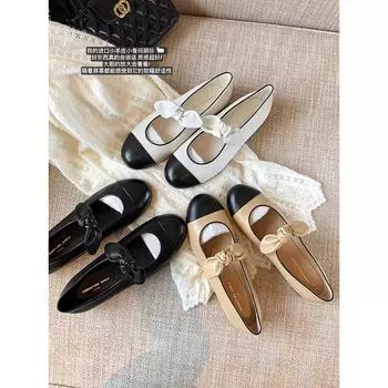 [Шэй Су Ининь] Принцесса Нини ~ Сяосянфэн круглые банты на плоской подошве женские балетки Мэри Джейн 35 абрикосовый