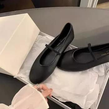 [Шэй Су Ининь] Восковая Цзицзи~ ро * неглубокая горловина плоская подошва балетки Мэри Джейн одинарные туфли женские бабушкины туфли 35 чёрный