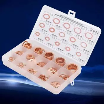 Шайбы, кольца круглого сечения, шайбы из красной меди, 150 шт., ассортимент плоских металлических шайб One Size