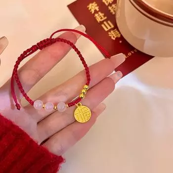 Shajin древний метод Jinxiaofu бренд красный веревочный браслет женский простая жизнь фу иероглиф ручная веревка регулируемая