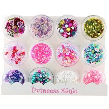 Shakashaka Mold Закрытые детали для ногтей Смола 12 типов Набор в стиле принцессы (розовый) розовый