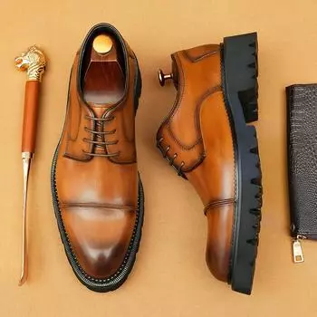 Shaking Chopsticks хит продаж в британском стиле, деловые, повседневные, кожаные мужские туфли с тремя суставами на платформе 42 коричневый