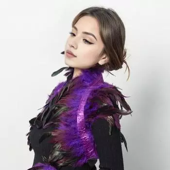 Шаль из искусственного пера, накидка на плечо, мягкий регулируемый ретро-готический воротник, косплей, вечерние, сценическое представление, шарф из искусственного пера, костюм танцора красный
