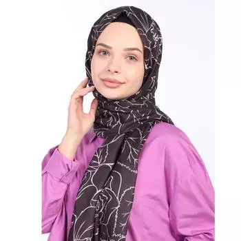 Шаль из мягкого твила с узором ShantuQ Rose Black/Powder