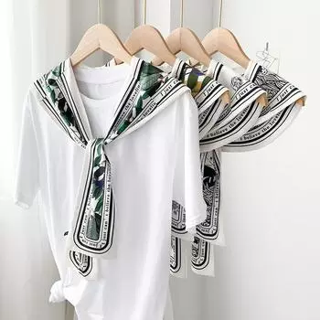 Шаль летняя внешняя отделка женский шелковый шарф печать шейный отдел позвоночника защита ледяной шелк солнцезащитная шаль для комнаты с кондиционером тонкая подделка 48cm
