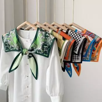 Шаль летняя внешняя отделка женский шелковый шарф тонкий модный поддельный воротник с рубашкой универсальный солнцезащитный платок 40cm