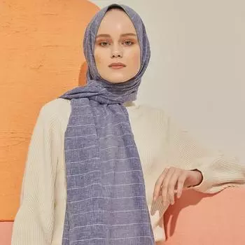 Шаль Miray Denim из хлопка в синюю полоску