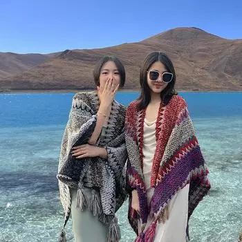 Шаль Одеяло С Термонакидкой Накидка Фото Шарф Женщина