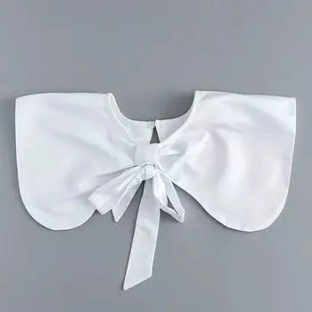 Шаль с бантами и воротником-ложкой для девочек, для женских накидок на плечи, белая шаль, свитер, съемный накладной воротник
