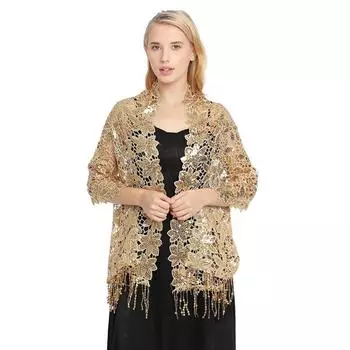 Шаль с блестками и кисточками, шаль для ужина, шаль для свадьбы, шаль невесты, вечернее платье, шарф, размер 180*50 см красный