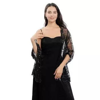 Шаль с блестками, платье, обеденная шаль, женская шаль для сцены, вечеринки, вышитая звезда и луна 60*190cm белый