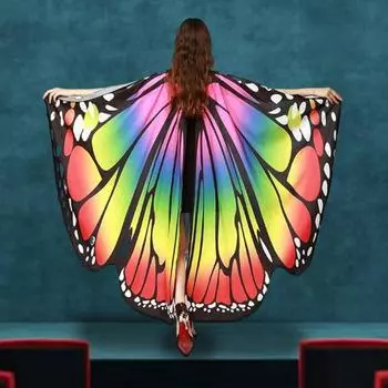 Шаль с крыльями бабочки, накидка, сказочная нимфа, пикси, аксессуар для косплея, мягкий шелковистый наряд на Хэллоуин, праздничный костюм для женщин и девочек