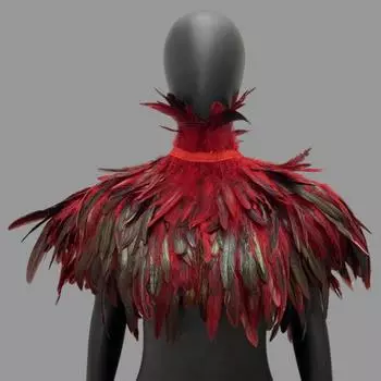 Шаль с перьями, накидка на плечо, мягкий регулируемый ретро-готический воротник, косплей, вечеринка, тело, сценическое представление, костюм танцора с искусственным воротником жёлтый