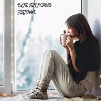 Шаль с подогревом USB, теплые электрические пледы, фланелевое одеяло, грелка-подушка чёрный