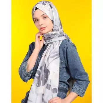 Шаль ShantuQ из мягкого твила с смешанным узором Серый