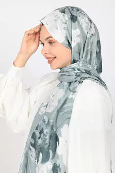 Шаль ShantuQ Mixed Pattern из мягкого твила Зеленая