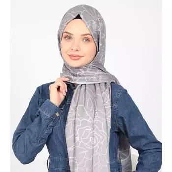 Шаль ShantuQ Rose Pattern из мягкого твила серого цвета