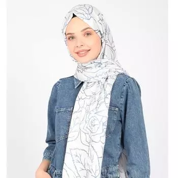 Шаль ShantuQ Rose Pattern из мягкого твила кремового цвета