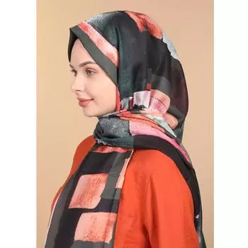 Шаль ShantuQ в полоску из разноцветного мягкого твила, оранжевый