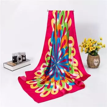 Шаль-шарф женский двойного назначения в европейском и американском стиле модный шелковый шарф для отдыха с зонтиком и принтом небольшой квадратный шарф 90x90 жёлтый