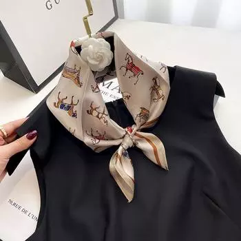 Шаль, шарфы, платки, шейный платок, резинка для волос, женский шелковый шарф, квадратный шарф бежевый