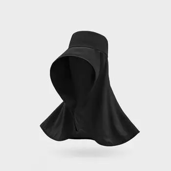 Шаль-шляпа от солнца с увеличенными полями, женская летняя соломенная плетеная шляпа от солнца Sky Top с защитой от ультрафиолета One Size чёрный