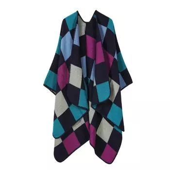 Шаль Внешнее украшение с юбкой Женская утолщенная теплая цветная сетка Сращивание шаль Накидка Мужская оранжевый