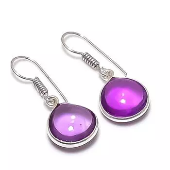 Шалфей Аметист Ручной работы Ювелирное изделие из стерлингового серебра 925 пробы Серьга 1,18 n7B51