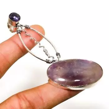 Шалфейный аметист, драгоценный камень аметист 925 пробы, посеребренный ювелирный кулон 3,03 дюйма 3.03 фиолетовый