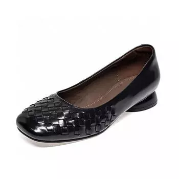 Shallow flat shoes women s pastoral woven style one-pedal single shoes comfortable retro black four-season shoes 35