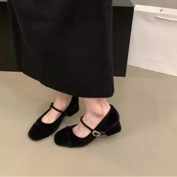 Туфли для бабушки с мелким носком 2024 года, модные женские разноцветные универсальные туфли на низком каблуке, женская летняя удобная обувь 35 чёрный