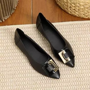 Shallow mouth professional single shoes, new versatile four-season black work shoes, not tired feet, comfortable soft-soled ladyshoes, large-size w 35 чёрный