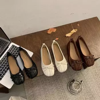 Shallow mouth round head one pedal temperament fashionable spring and summer new 2025 fashion soft sole soft surface versatile comfortable small 35 коричневый