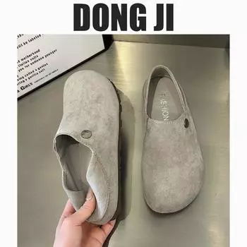 Shallow mouth round head retro Mary Jane shoes women s 2025 new spring French fashion simple flat bottom with skirt single shoes 35 светло-серый