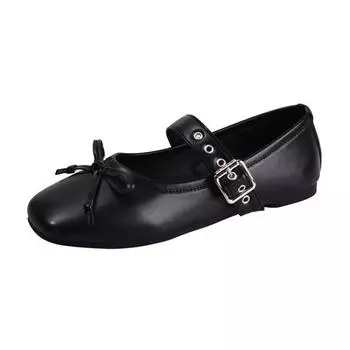 Shallow mouth square head bow ballet shoes summer new with skirt buckle single shoes fashion women s shoes 36