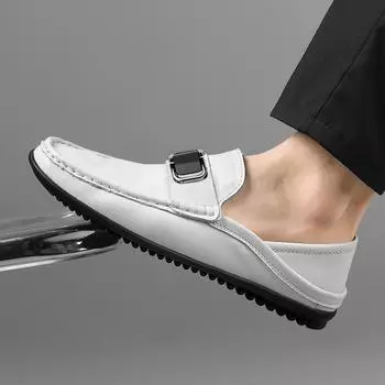 Shallow Mouthed Loafers Men Handmade Leather Shoes Casual Driving Soft Sole Slip-on Shoes Luxury Comfy Moccasins Shoes for Men 35 чёрный