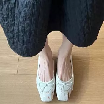 Shallow single shoes female 2025 new elegant fairy style bow ballet shoes beige flats female 35 белый