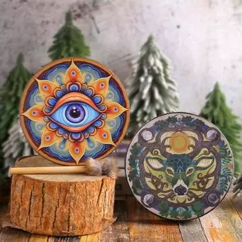 Шаманский барабан ручной работы, шаманская музыка, очаровательный ритм развития, ретро-барабан, ударный инструмент с B