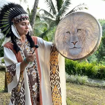 Шаманский барабан с барабанной палочкой, инструмент духовного исцеления звуком