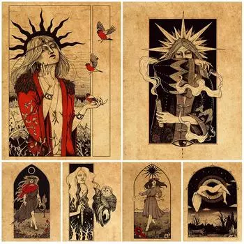 Шаманское волшебство, абстрактные винтажные волшебные художественные постеры и принты, украшение для дома, волшебное настенное искусство 21cm30cm NoFrame