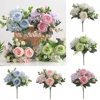 Шампанское Розовый Шелковый Пион Искусственные Поддельные Цветы Букет Домашний Свадебный Декор розовый/фиолетовый