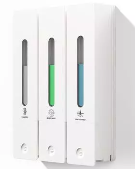 Шампунь 3 комнаты по 400 мл каждая Для и мыла для тела Удобный флакон с окошком для проверки оставшегося количества, настенного типа, шампунь, кондиционер,