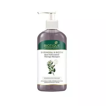 Шампунь Biotique Bhringraj & Biotin Hair Fall Control Therapy Shampoo — меньше ломкости, против выпадения волос, способствует росту волос | Для мужчин и женщин — 300 мл