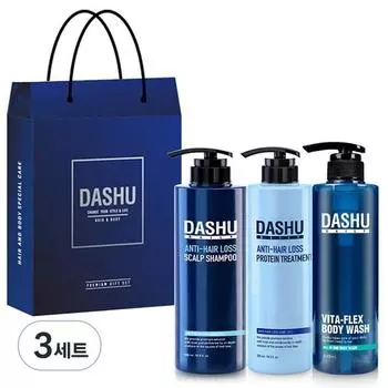 Шампунь Dash Daily Herbal Scalp Gold + протеин против волос Ross Protein + универсальный гель для душа Vitaplex + сумка для покупок, 3 набора, набор корейской косметики
