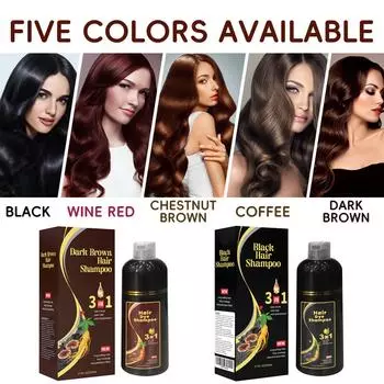 Шампунь для волос для женщин. Шампунь для окрашивания волос. Шампунь для мужчин. Растительные ингредиенты. 500 мл. One Size чёрный