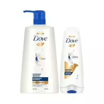 Шампунь Dove Intense Repair 650 мл | Обогащен кератиновыми активными веществами для разглаживания сухих и вьющихся волос - Глубоко кондиционирует поврежденные волосы