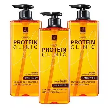 Шампунь Elastin Amino Protein Clinic Protein Damage Care с цветочно-фруктовым ароматом, 855 мл, 3 шт.