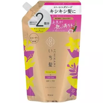 Шампунь Ichikami Repair Color, большой объем, сменный блок 660 мл, шампунь с аминокислотами, уход за волосами, защита от повреждений, предотвращение выцветания цвета [Повреждения и уход] |