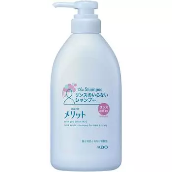 Шампунь KAO Merit без ополаскивателя 480 мл (Квази-лекарство) Шампунь и кондиционер (Уход за кожей) После тщательного смачивания волос и кожи нанесите накладной