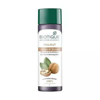 Шампунь-кондиционер для объема волос с Грецким орехом (120 мл), Walnut Volume & Bounce Shampoo & Conditioner, Biotique 11.71875